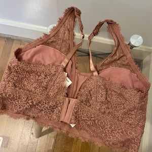 NWT Aerie Blush Pink Mauve Lace Bralette Adjustable Full Support Size XL DD